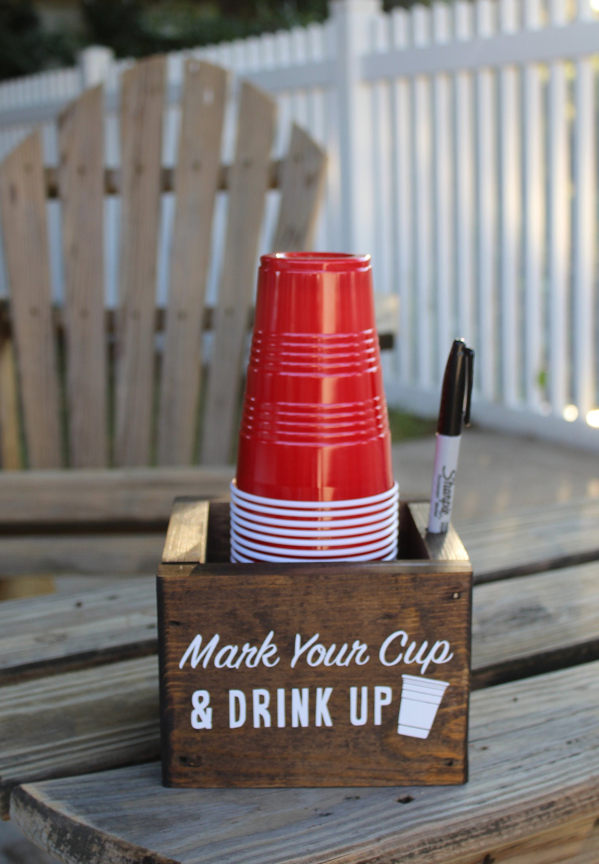 Red Solo Cup Drink Holder with Marker Hole 'Mark Your Etsy