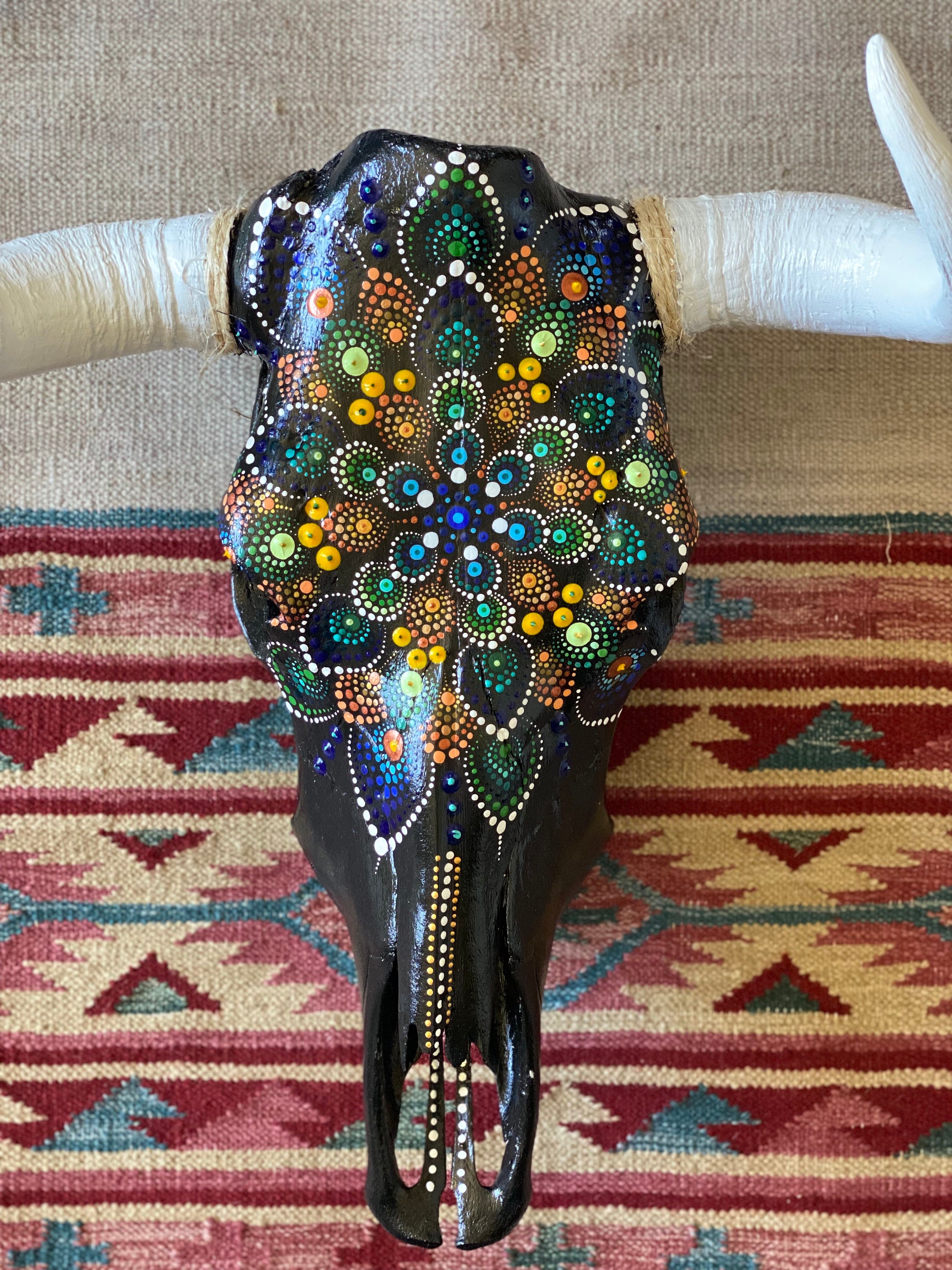 Painted Cow Skull: Wonder - Etsy
