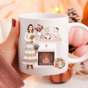 Mug Cosy d'automne Au coin du feu - mug d'automne - Mug cosy automne - cadeau automne