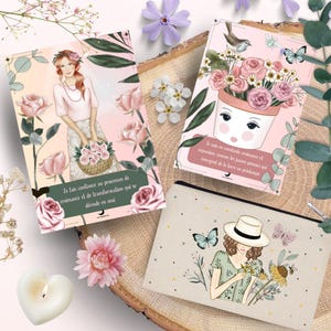32 Tarjetas de Afirmaciones Positivas de Primavera Despertar de Primavera Les Moonettes + estuche de algodón - Tarjetas de afirmaciones positivas -