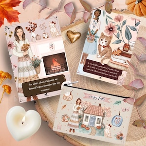 32 Cartes d'affirmations Positives Rêveries d'automne Les Moonettes - Cartes Positives - Cartes d'affirmations positives d'automne