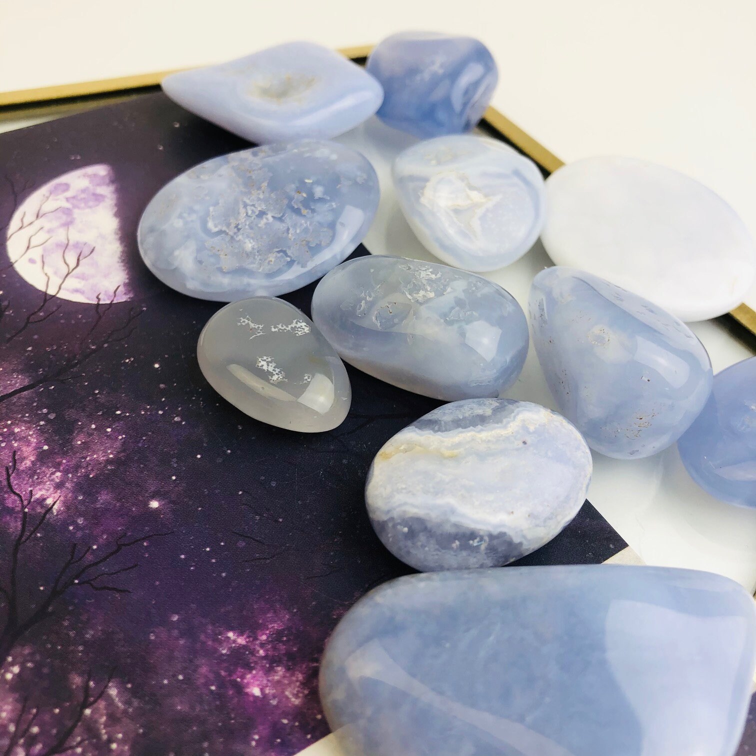 Pierre Roulée Calcédoine Bleue