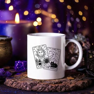 Mug en céramique Cartes de Tarot The Sun, The Moon - mug en céramique magique