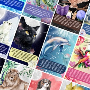 Cartes d'affirmations positives Animaux de Lumière - 32 cartes d'affirmations positives - Cartes artisanales faites main