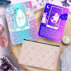 30 Cartes Oracle Pierres Enchanteresses Les Moonettes et trousse de rangement - Cartes oracle pierres lithothérapie - Les Moonettes