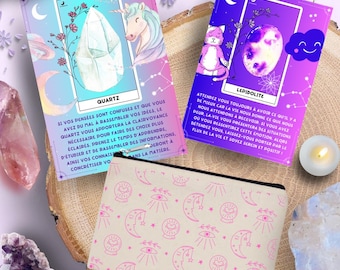 30 Enchanting Stones Oracle Cards Les Moonettes and storage kit - Lithotherapy stone oracle cards - Les Moonettes