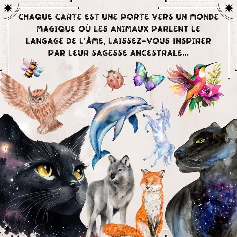 Cartes d'affirmations positives Animaux de Lumière - 32 cartes d'affirmations positives - Cartes artisanales faites main