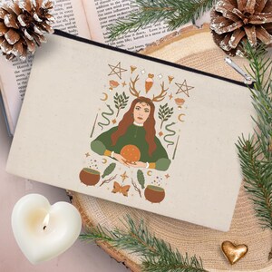 &quot;The Magician of the Forest&quot; cotton pencil case - makeup bag - pencil case - cotton pencil case