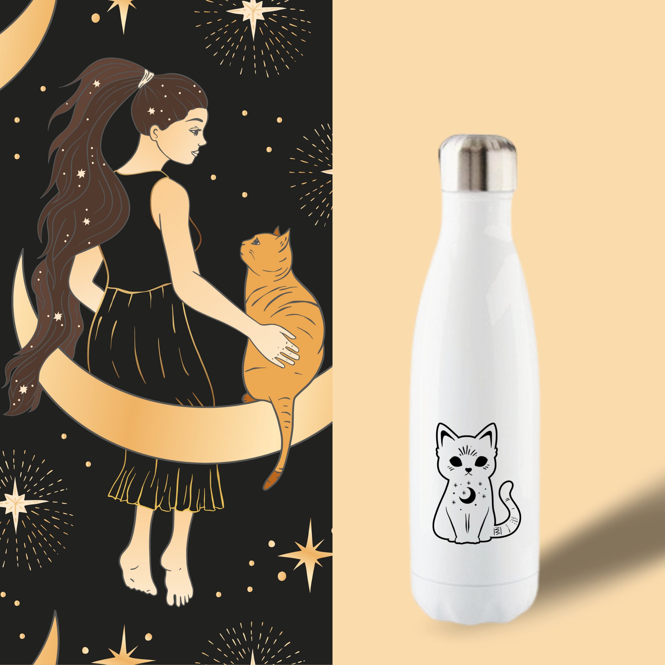 Bouteille Chat Lunaire