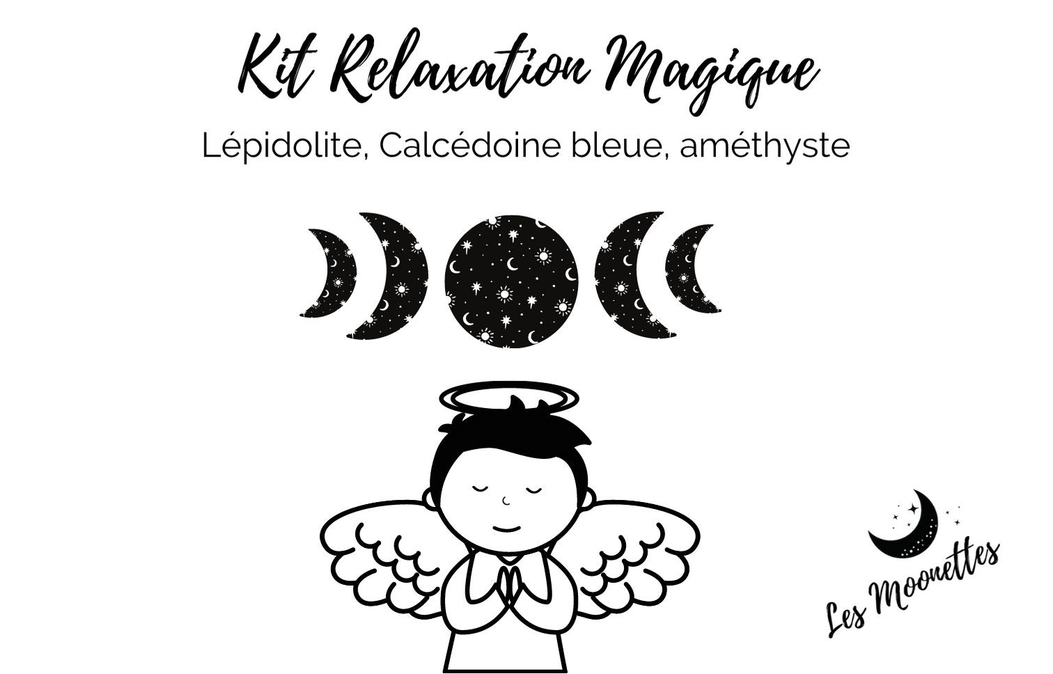 Kit de Pierres Lépidolite, Calcédoine Bleue et Améthyste