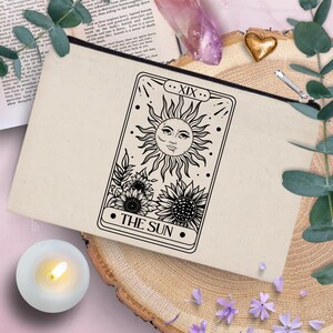 The Sun Tarot Card Cotton Pencil Case - Makeup Bag - Pencil Case - Cotton Pencil Case