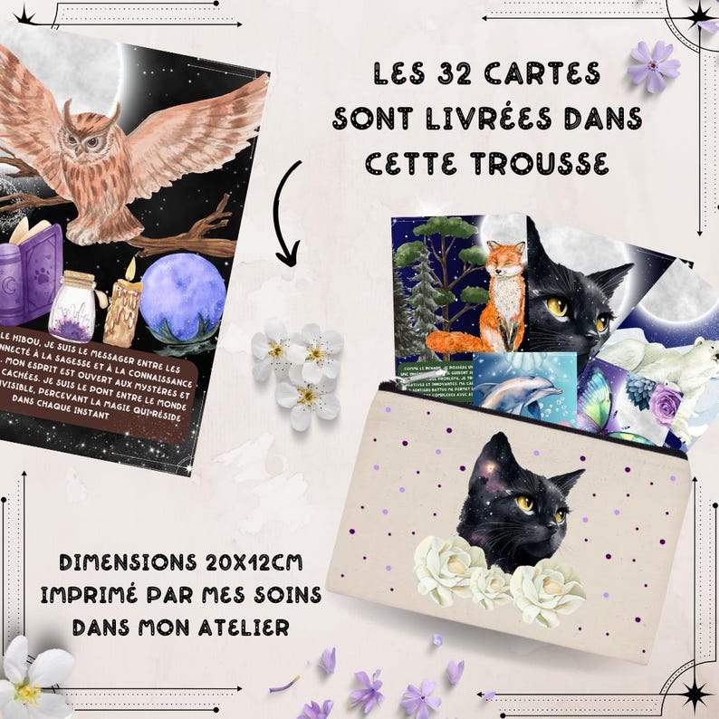 Cartes d'affirmations positives Animaux de Lumière - 32 cartes d'affirmations positives - Cartes artisanales faites main