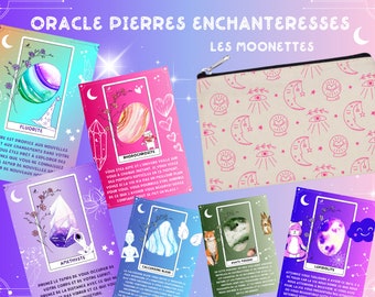 30 Cartes Oracle Pierres Enchanteresses Les Moonettes et trousse de rangement - Cartes oracle pierres lithothérapie - Les Moonettes