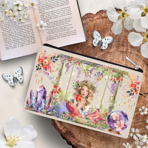 The Flower Enchantress Cotton Pencil Case - Makeup Bag - Pencil Case - Cotton Pencil Case