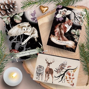 Oracle des Animaux Lunaires Les Moonettes - 20 cartes Oracle et trousse de rangement - Oracle artisanal fait main