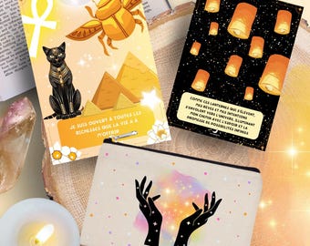 32 Cartes d'affirmations positives chance et abondance + trousse en coton - Cartes d'affirmations positives - Les Moonettes