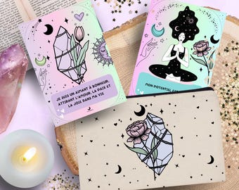 32 Cartes d'affirmations Positives La Magie en Moi Les Moonettes + trousse en coton - Cartes d'affirmations positives - Les Moonettes