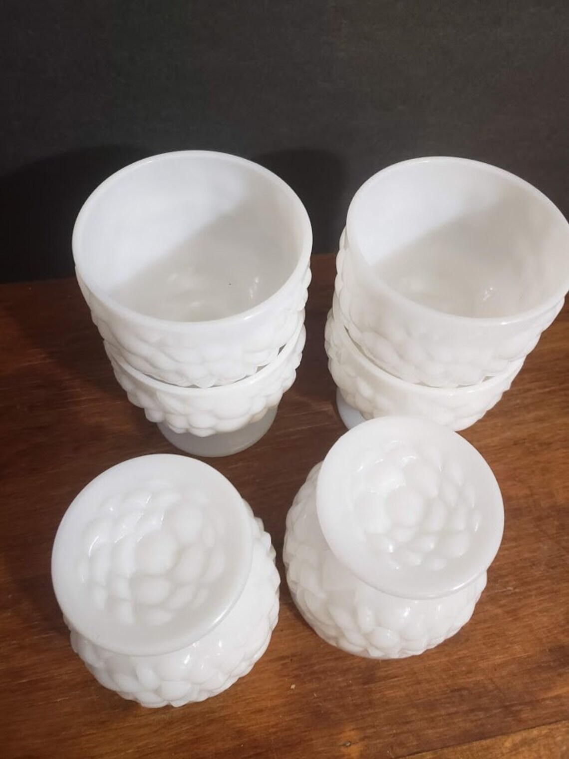Set of 6 Milk Glass Footed Dessert Dishes. Etsy
