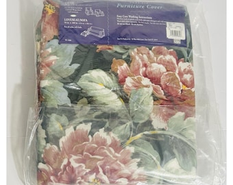 Pokrowiec na sofę/sofę VTG Sure Fit 70” X 140” z kwiatowym wzorem/frędzlami w stylu Cottage Core Grandma