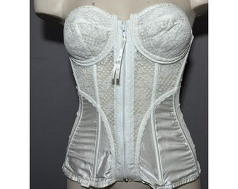 Victoria’s Secret Zipper Korsett BH 34C Weiss Leicht Unterfüttert Vintage