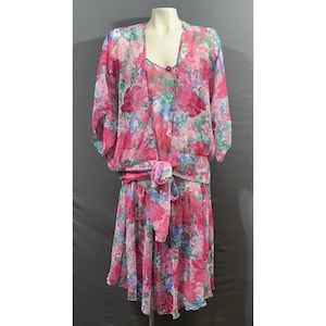 Miss Dior By Christian Dior Vtg Lingerie Set Sz Small Sheer Floral Nightgown & Cover