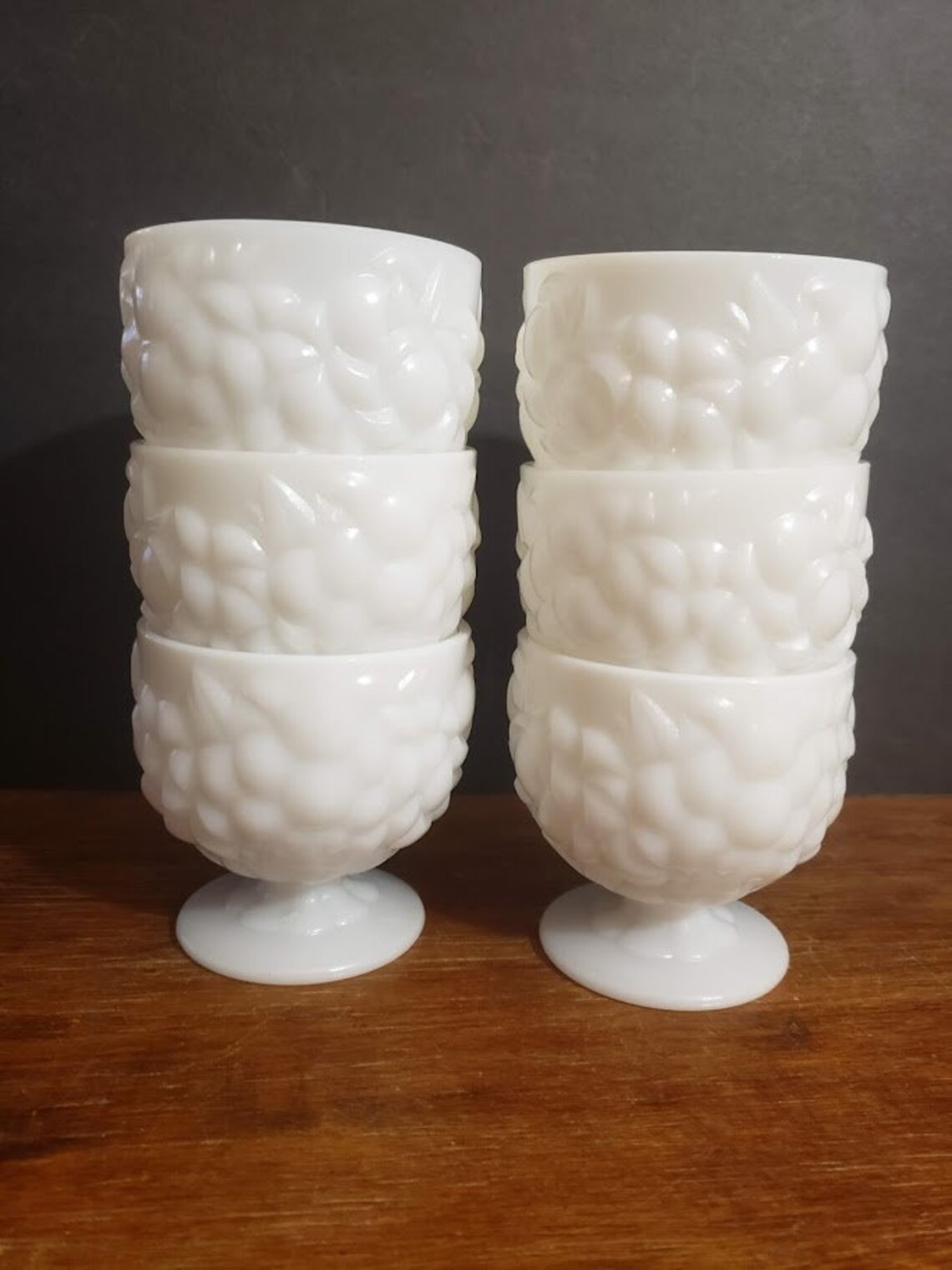 Set of 6 Milk Glass Footed Dessert Dishes. Etsy