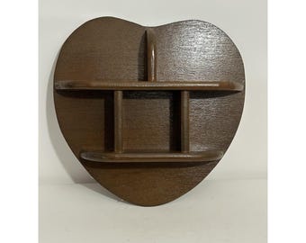 1990’s Wooden Heart Trinket Display Shelf Granny Cottage Country 11”X12”X2”