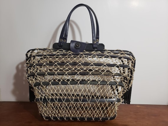 Rare Vintage Fishnet and Bamboo BOHO handbag