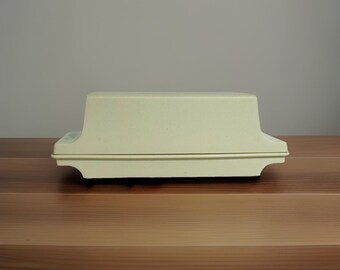 Mantequera Tupperware vintage de doble capa n.° 1512-1 con tapa, color almendra.