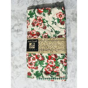 April Cornell Linens 100% Cotton Tablecloth 60” X 100” Floral & Gingham
