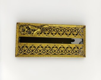 Dispensador de cajas de pañuelos VTG Gold Tone Ornate Hollywood Regency Chateau Core