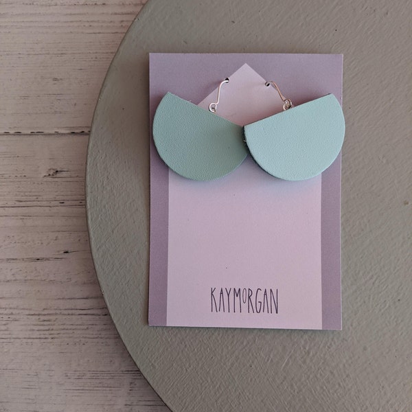 SEMI CIRCLE EARRING //  medium // pale blue // leather earrings // lightweight statement earrings // kay morgan // gift for friend