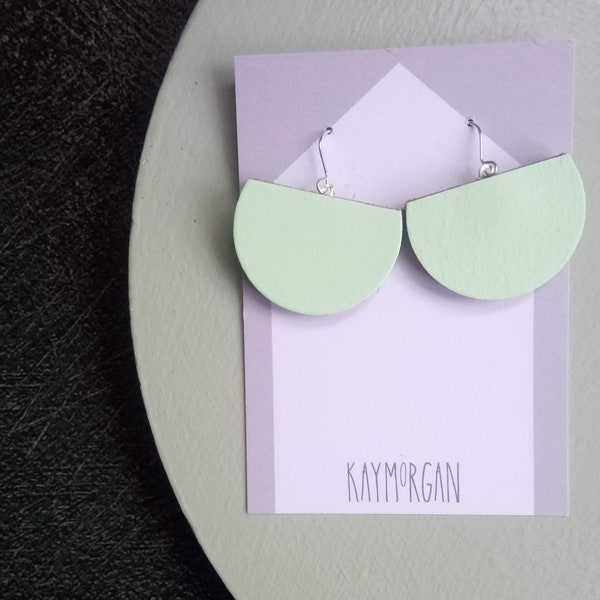 SEMI CIRCLE EARRING //  mint // medium // leather earrings // lightweight statement earrings // kay morgan // gift for friend