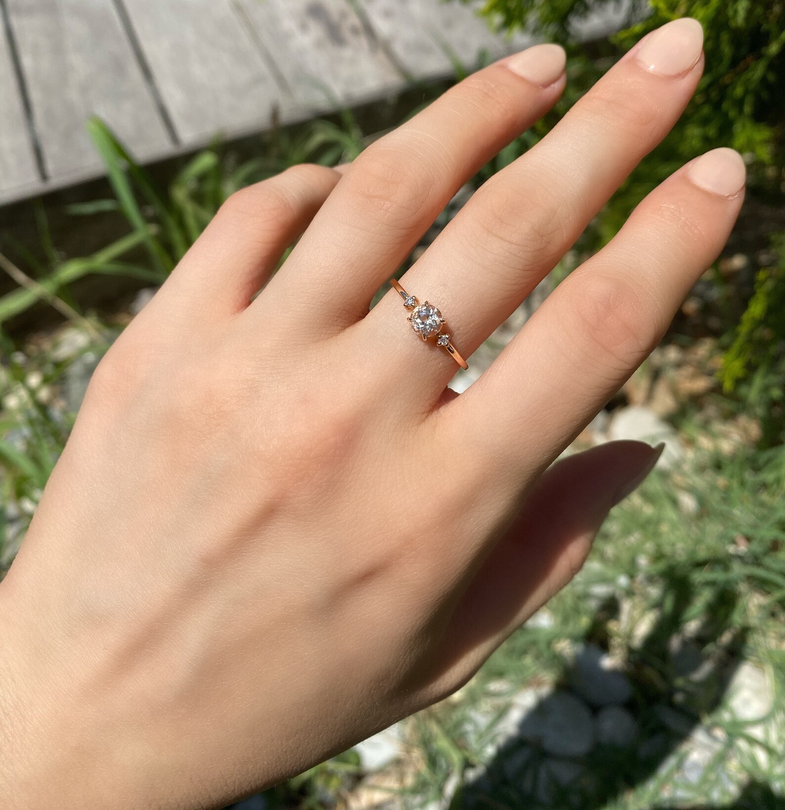 White Quartz Ring Clear Quartz and Diamond Ring 14k Solid Etsy