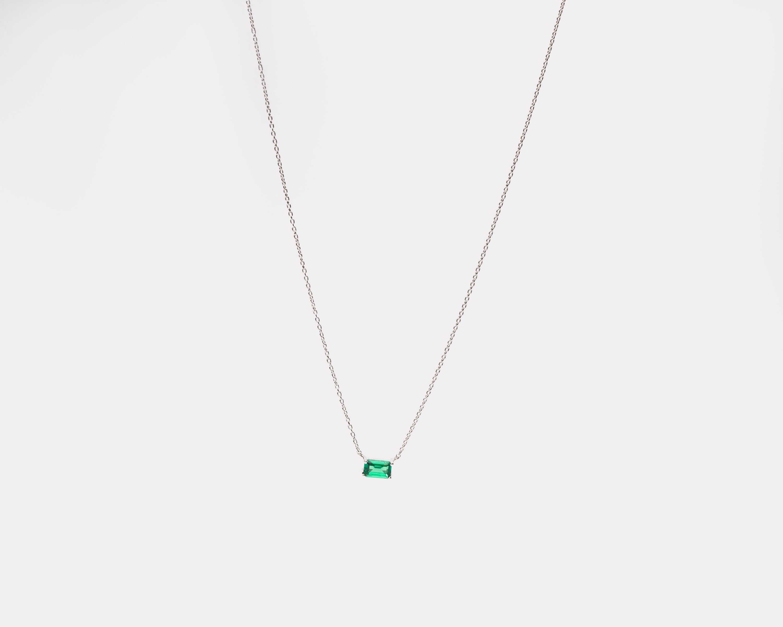 Emerald Necklace 14k Solid Gold Emerald Necklace Emerald - Etsy