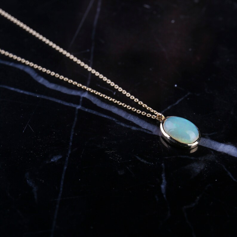 White Opal Necklace 14k Solid Gold Opal Necklace Opal Etsy UK