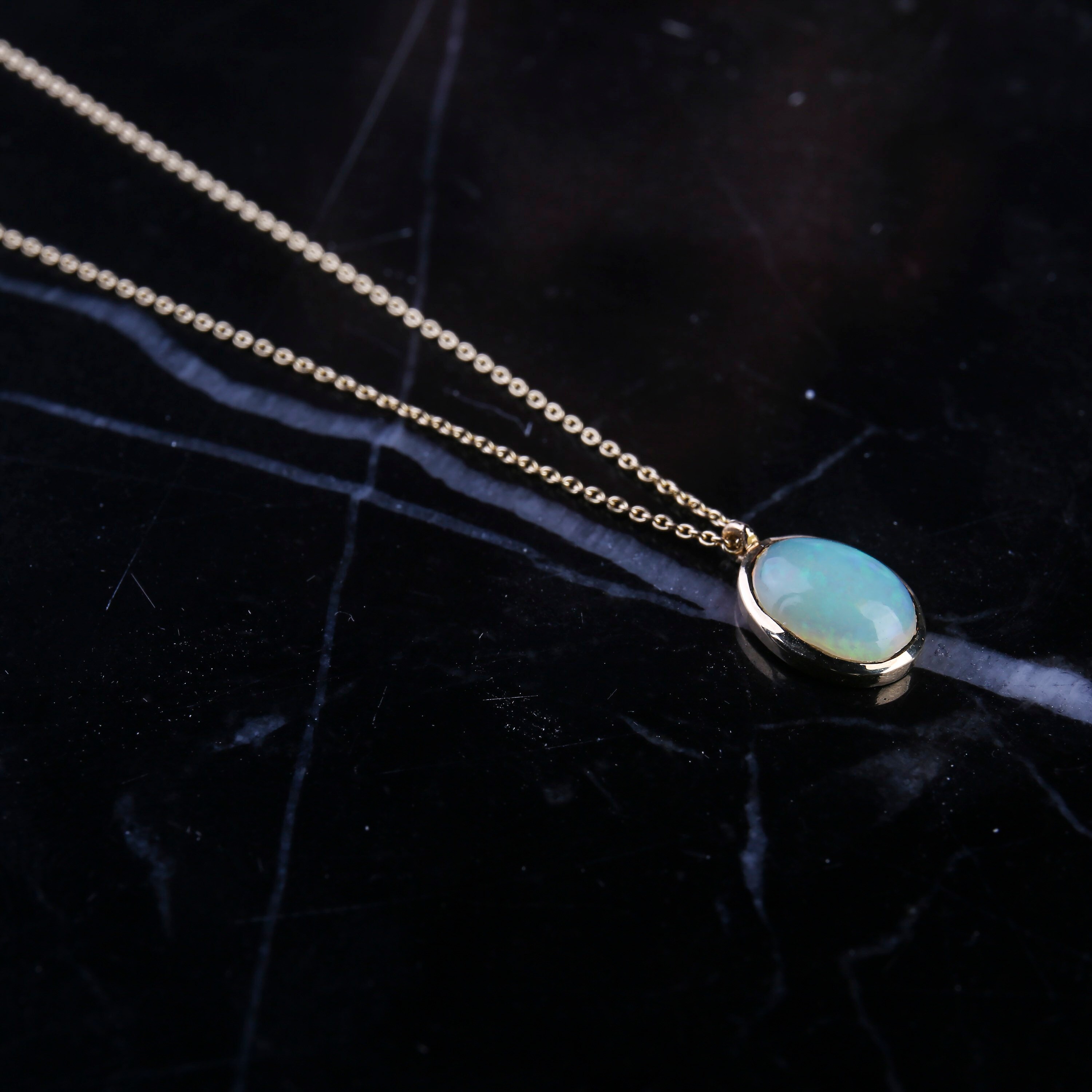 White Opal Necklace 14k Solid Gold Opal Necklace Opal Etsy
