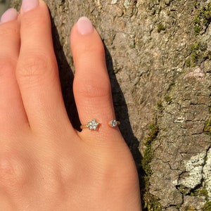 Goldenstar 0.08Ct Brown Diamond Star Ring,925 Sterling Silver