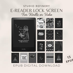 15 Kindle Lock Screens, Ready-Made .epub Kindle Paperwhite Lockscreen, Kindle Screensaver, Kindle Lockscreen Set 4