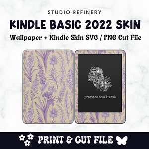 Kindle Basic 2022 Skin Template Vintage Floral Purple