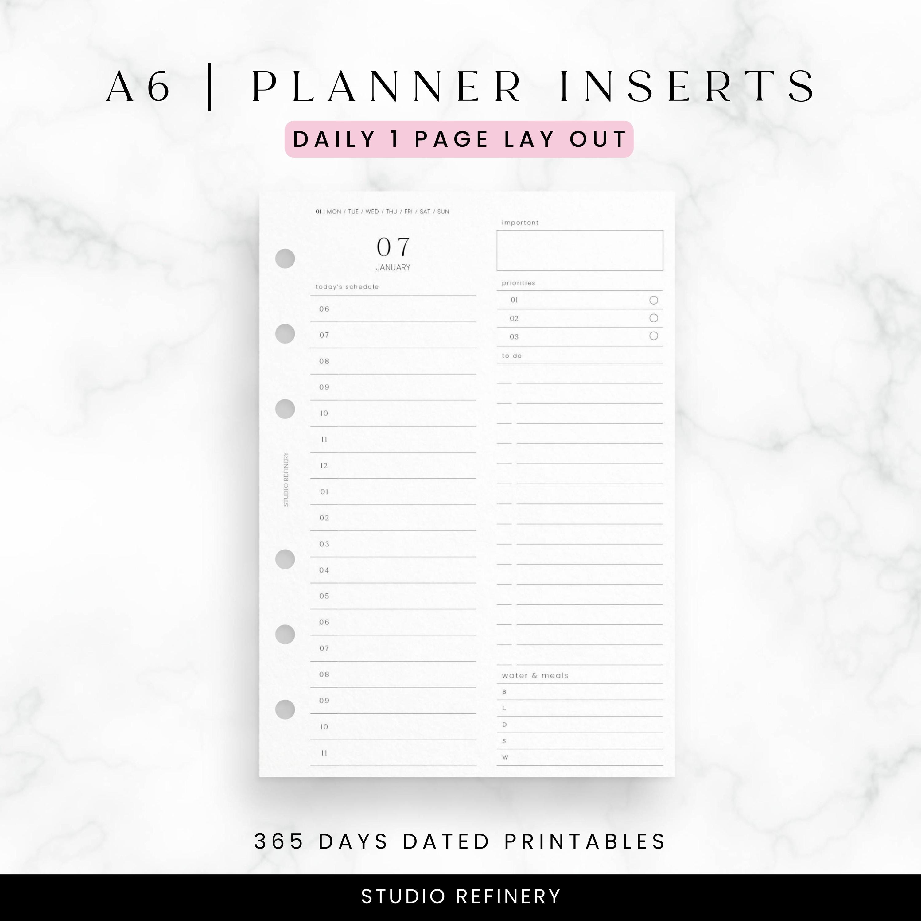 A6 Daily Dated Planner, Printable Planner Inserts, PDF Download ...