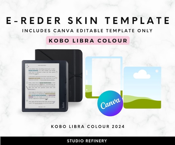 Kobo Libra Colour Skin Template, Canva Editable (Digital Download)