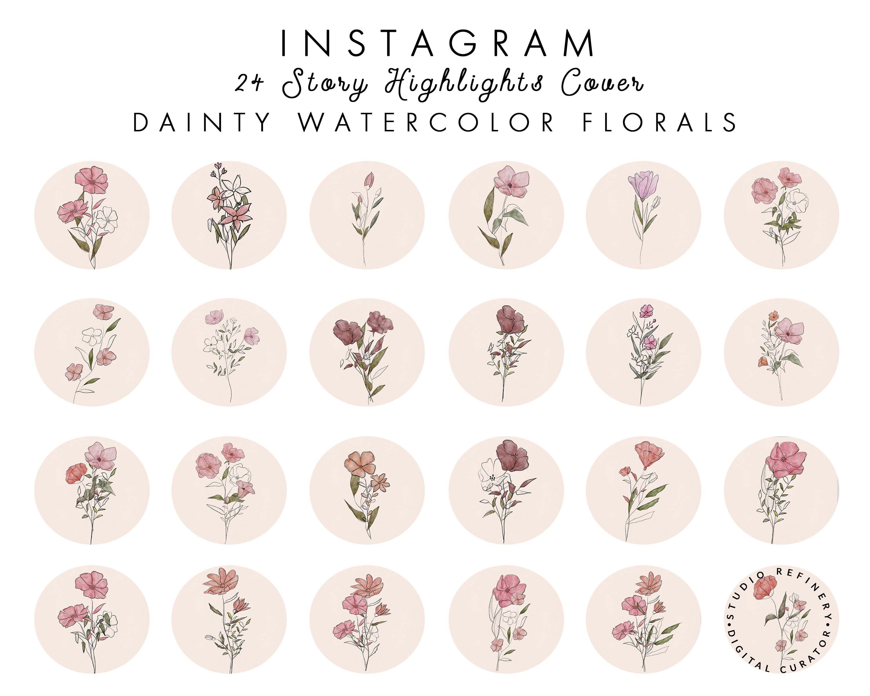 images Pink Flowers Floral Instagram Highlight Cover boho instagram story highlight icons instagram highlight pink floral neutrals flower watercolor plants hand drawn clipart blog branding kit