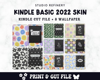 ZOOMHITSKINS Kindle Skin For Paperwhite 11th Gen (2021) - Gingham Vintage Blue Floral Design