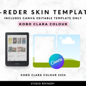 Kobo Clara Colour Skin Template, Canva Editable E-Reader Design