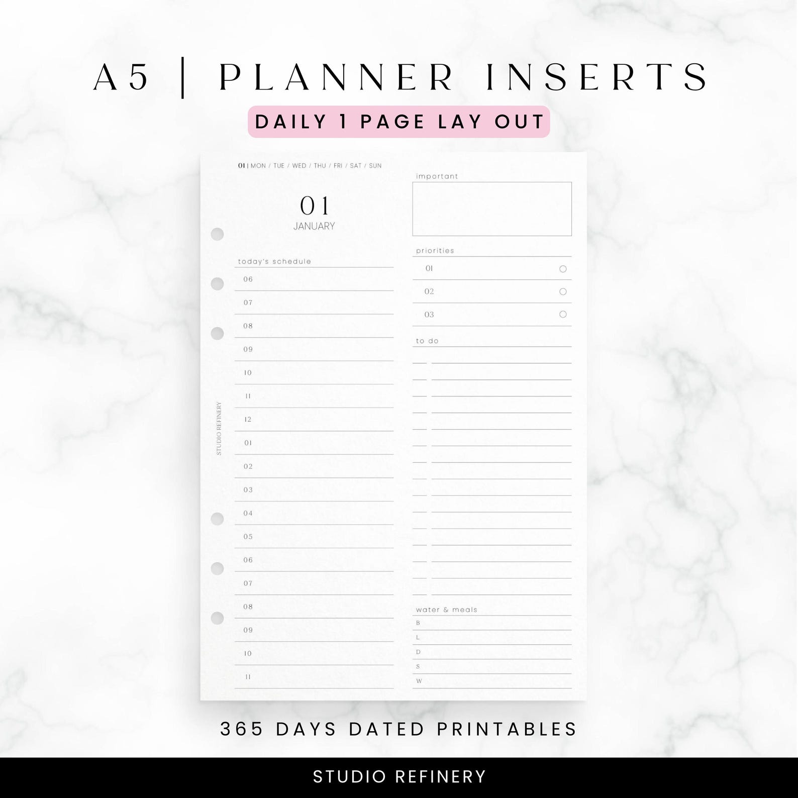 A5 Daily Dated Planner, Printable Planner Inserts, PDF Download - Etsy