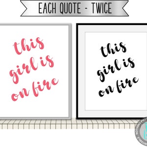 This girl is on fire, Inspirational quote, Motivational Quote, Inspirational Gift, Inspirational Wall Art, Minimal Wall Art, Gift for women