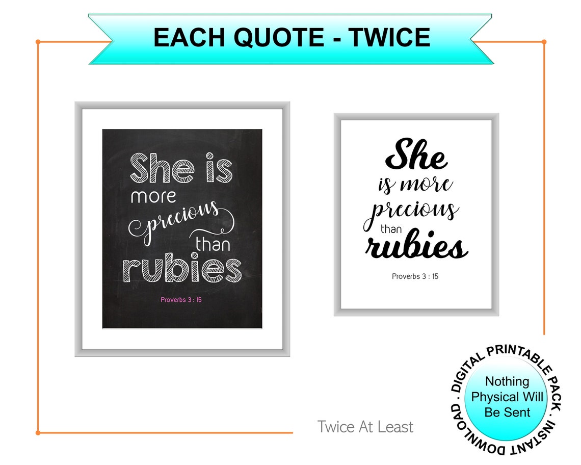 She is More Precious Than Rubies Printable Proverbs Quote - Etsy