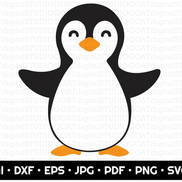 Penguin SVG, Happy Penguin Cutting File, Penguin Clipart, Penguin Decor, Cut File for Cricut, Silhouette