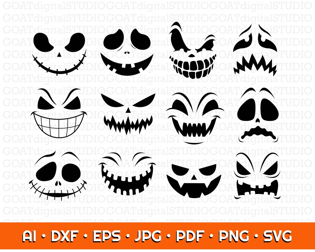 Pumpkin Face Svg, Jack O Lantern Faces, Halloween Pumpkins Faces